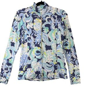 Lilly Pulitzer Jacket Womens Small Blue Luxletic Full‎ Zip Printed Activewear